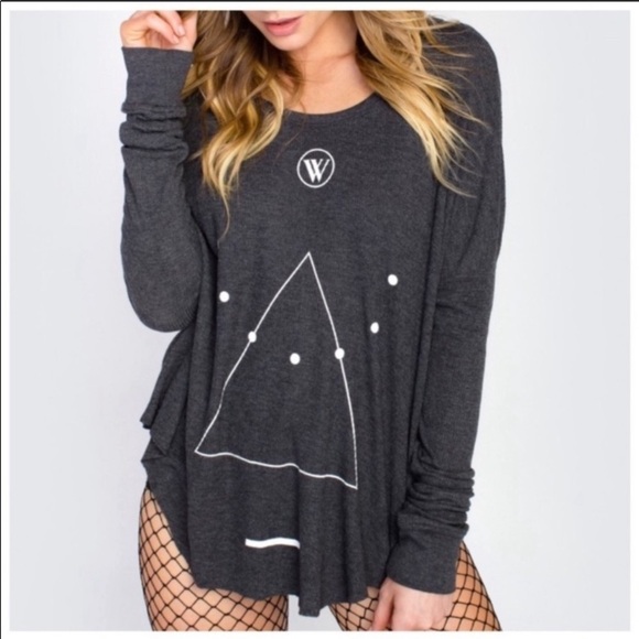 Wildfox Don't Tell Perry Thermal Gray Relaxed Tee Top XS - Picture 2 of 16